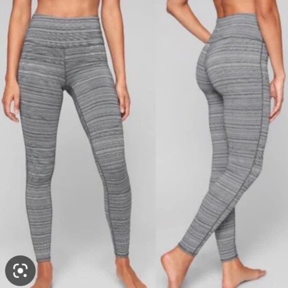 Athleta Pants - Athleta Leggings Jacquard Chaturanga Textured Grey Black Small